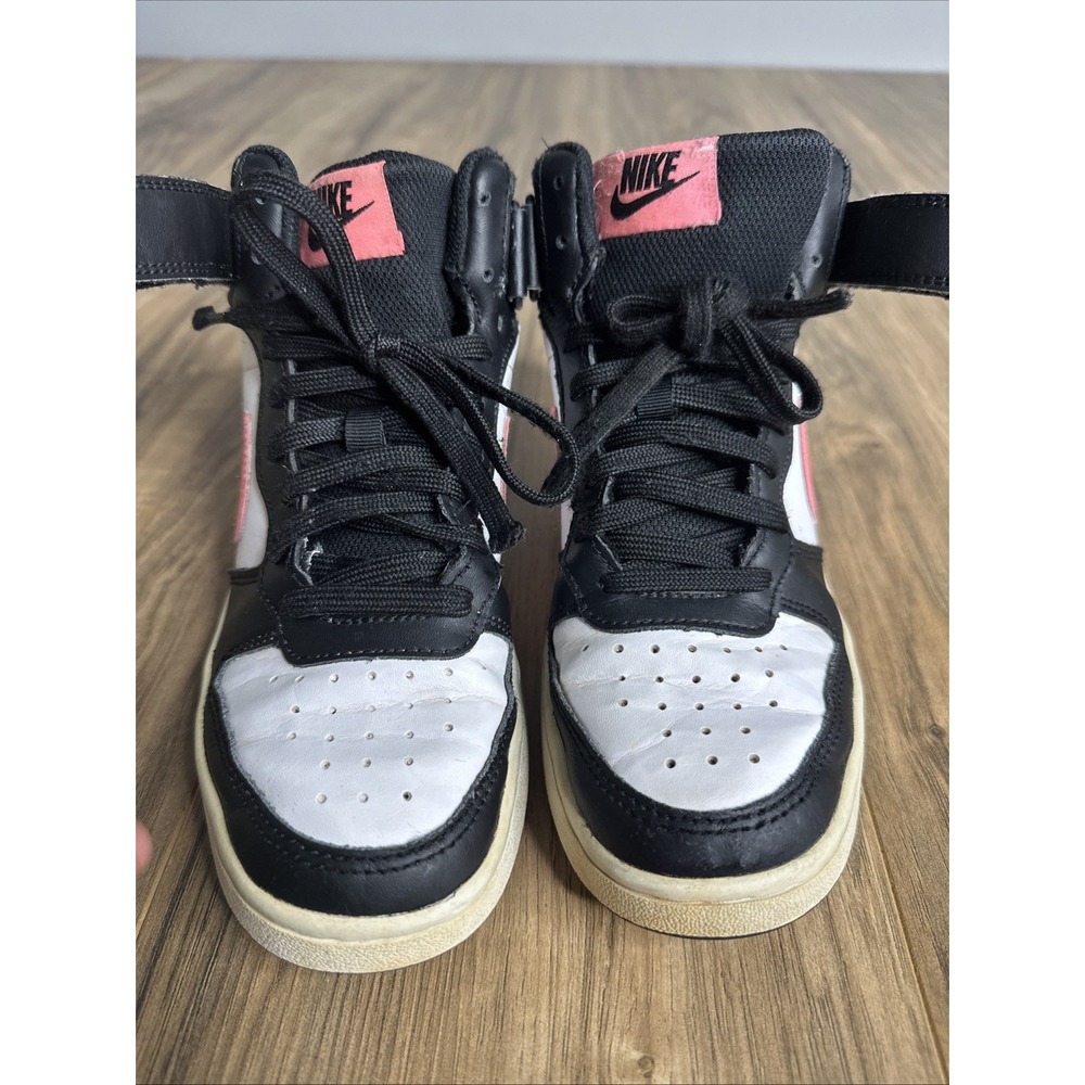 Nike Size 4.5Y Court Borough Mid 2 White Black Pink Basketball Shoes - Picture 3 of 13